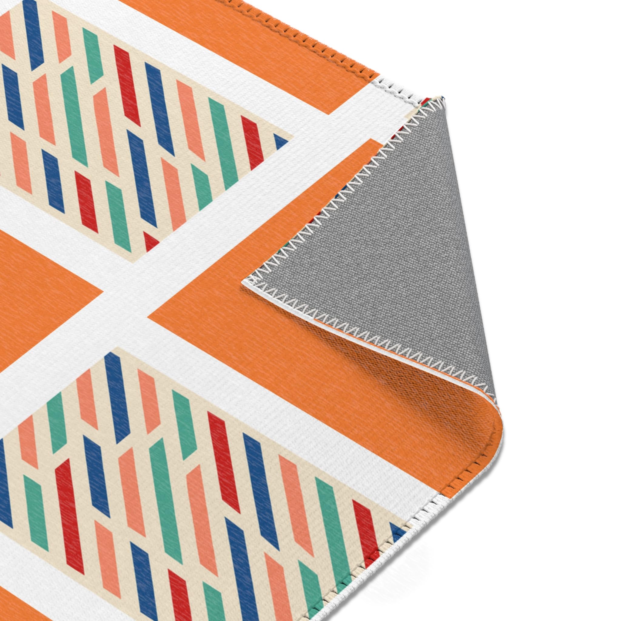 Vibrant Geometric Area Rug - Soft Chenille Home Decor Rug