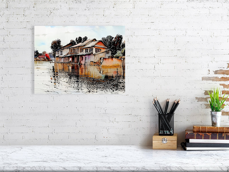 Artistic Fine Art Print Wall Decor, Vintage Landscape Art, Home Gallery Piece, Gift for Art Lovers, Watercolor House Print
