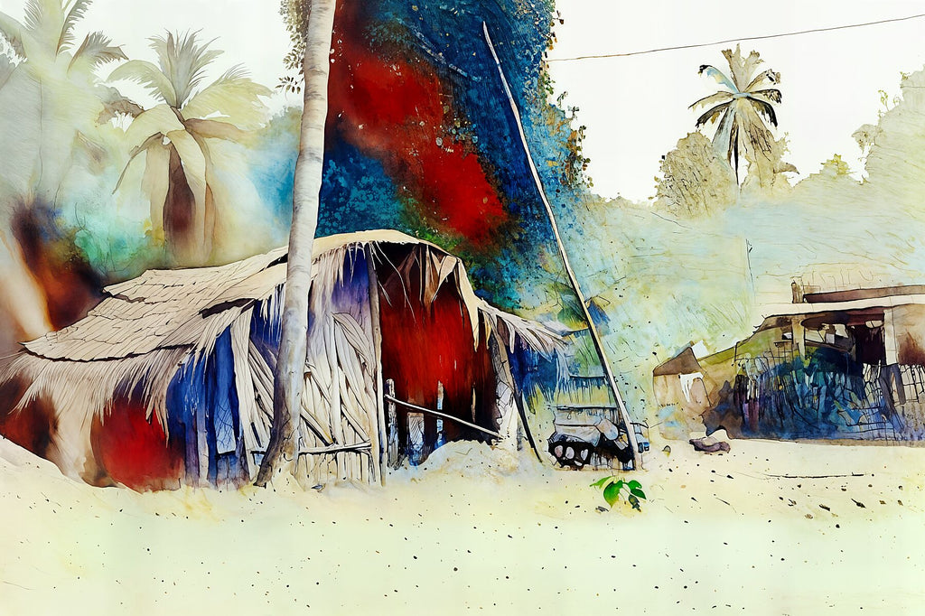 Vibrant Landscape Fine Art Print, Tropical Home Decor, Beach House Wall Art, Nature Painting, Gift for Art Lovers, Relaxing Atmosphere