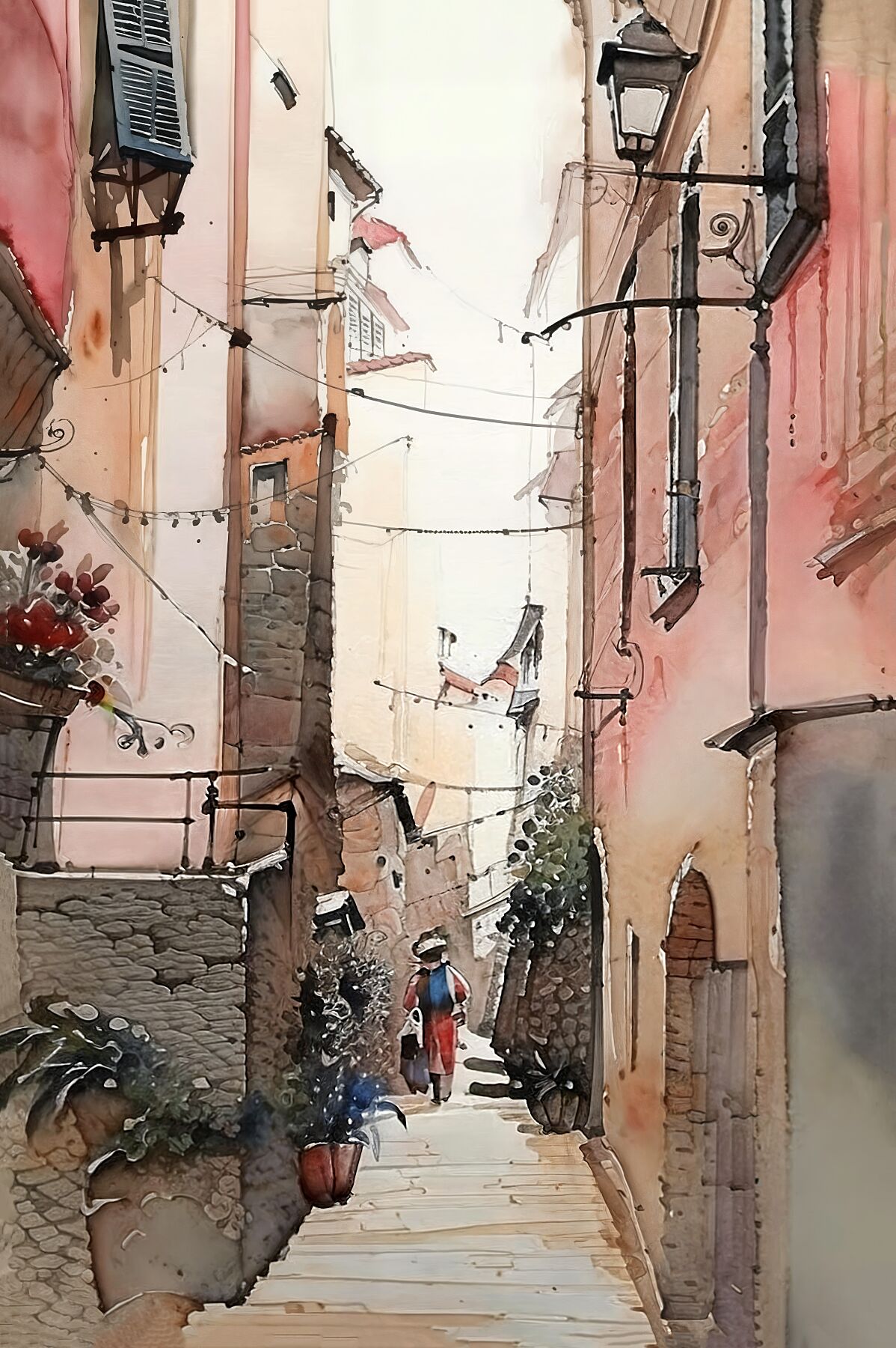 Artistic Canvas Wall Decor, Vintage Street Scene, Home Gallery Art, Gift for Art Lovers, Cozy Vibes, Unique Interior Design