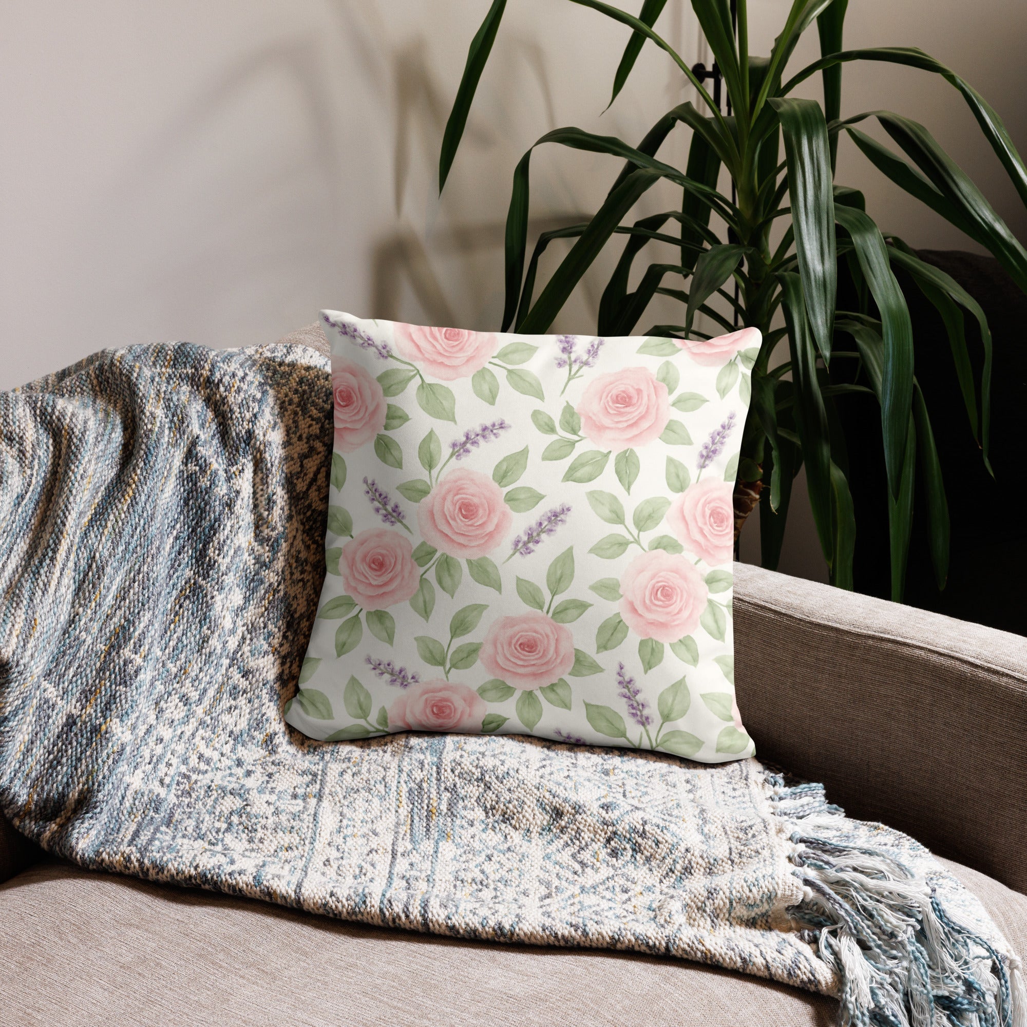 Floral Decorative Throw Pillow | Machine Washable | Soft Polyester with Insert
