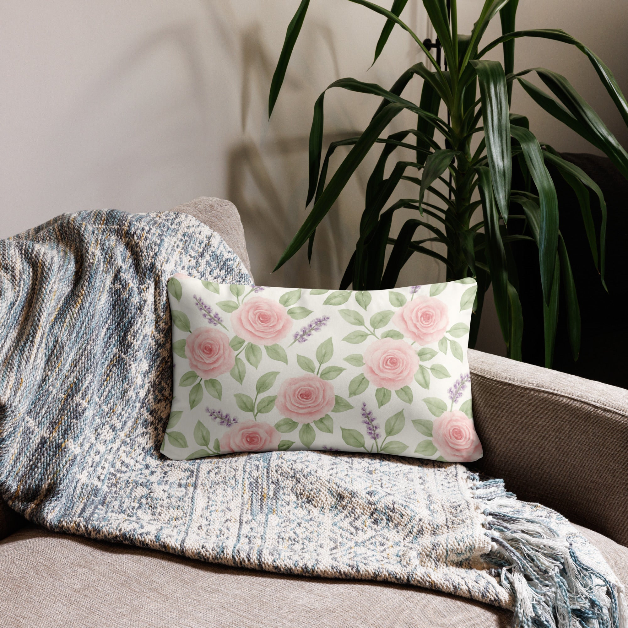 Floral Decorative Throw Pillow | Machine Washable | Soft Polyester with Insert