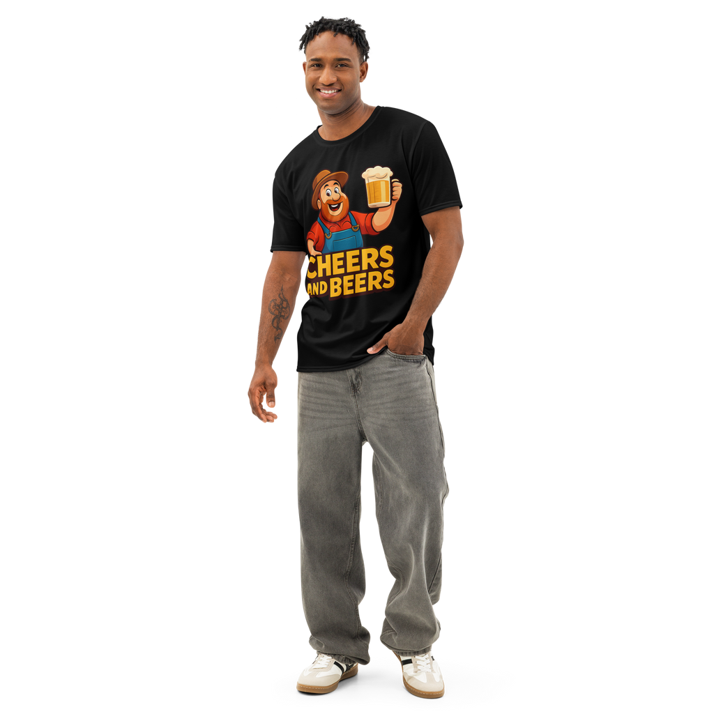 Cheers and Beers T-Shirt | Funny Beer Lover Tee | Men's Cotton Crew Neck