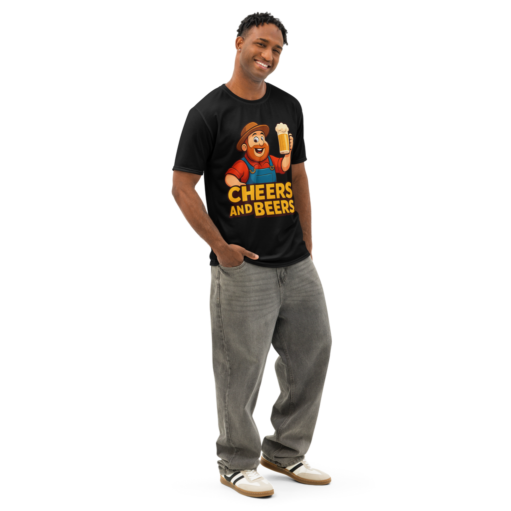 Cheers and Beers T-Shirt | Funny Beer Lover Tee | Men's Cotton Crew Neck