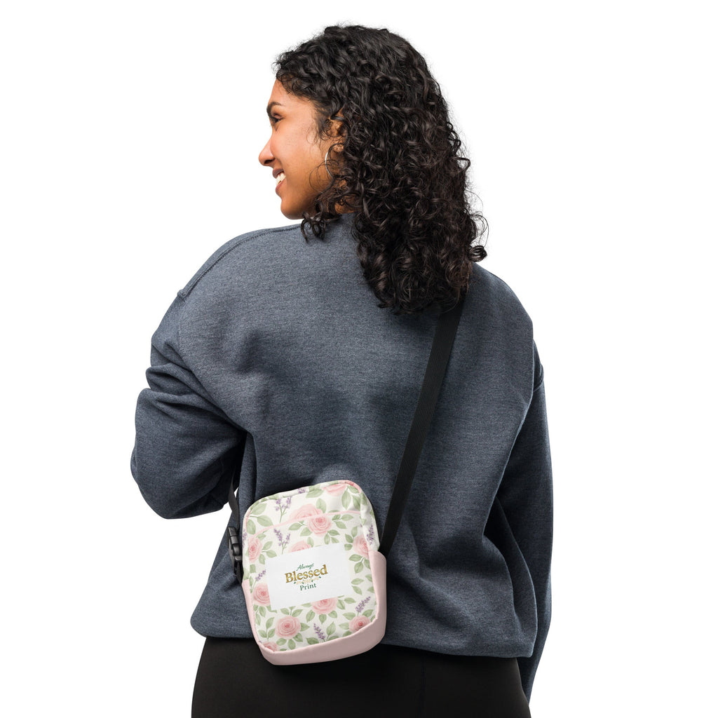 Floral & Faith Inspired Utility Crossbody Bag | Water-Resistant | Adjustable Strap & Pockets