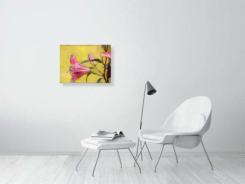 Floral Matte Canvas Art, Wall Decor, Yellow Flower Print, Home Decor Gift, Living Room Art, Modern Floral Wall Art