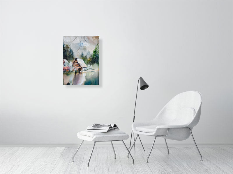 Rustic Landscape Canvas Art Print | Cozy Home Decor, Nature Wall Art, Cabin Decor, Gift for Nature Lovers, Tranquil Artwork