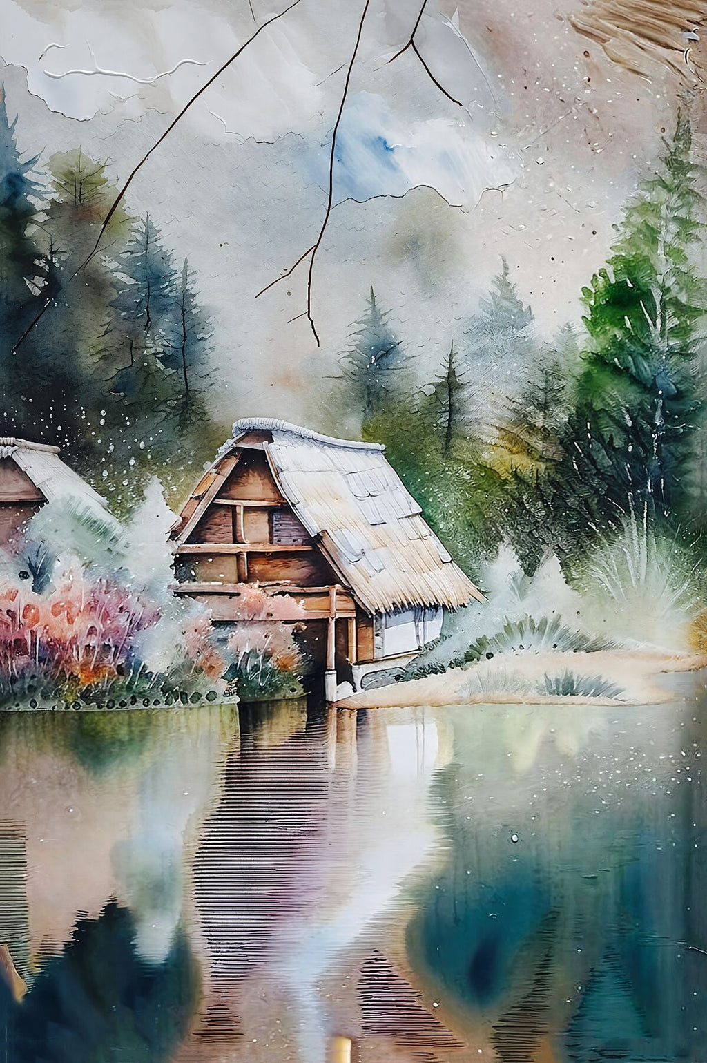 Rustic Landscape Canvas Art Print | Cozy Home Decor, Nature Wall Art, Cabin Decor, Gift for Nature Lovers, Tranquil Artwork