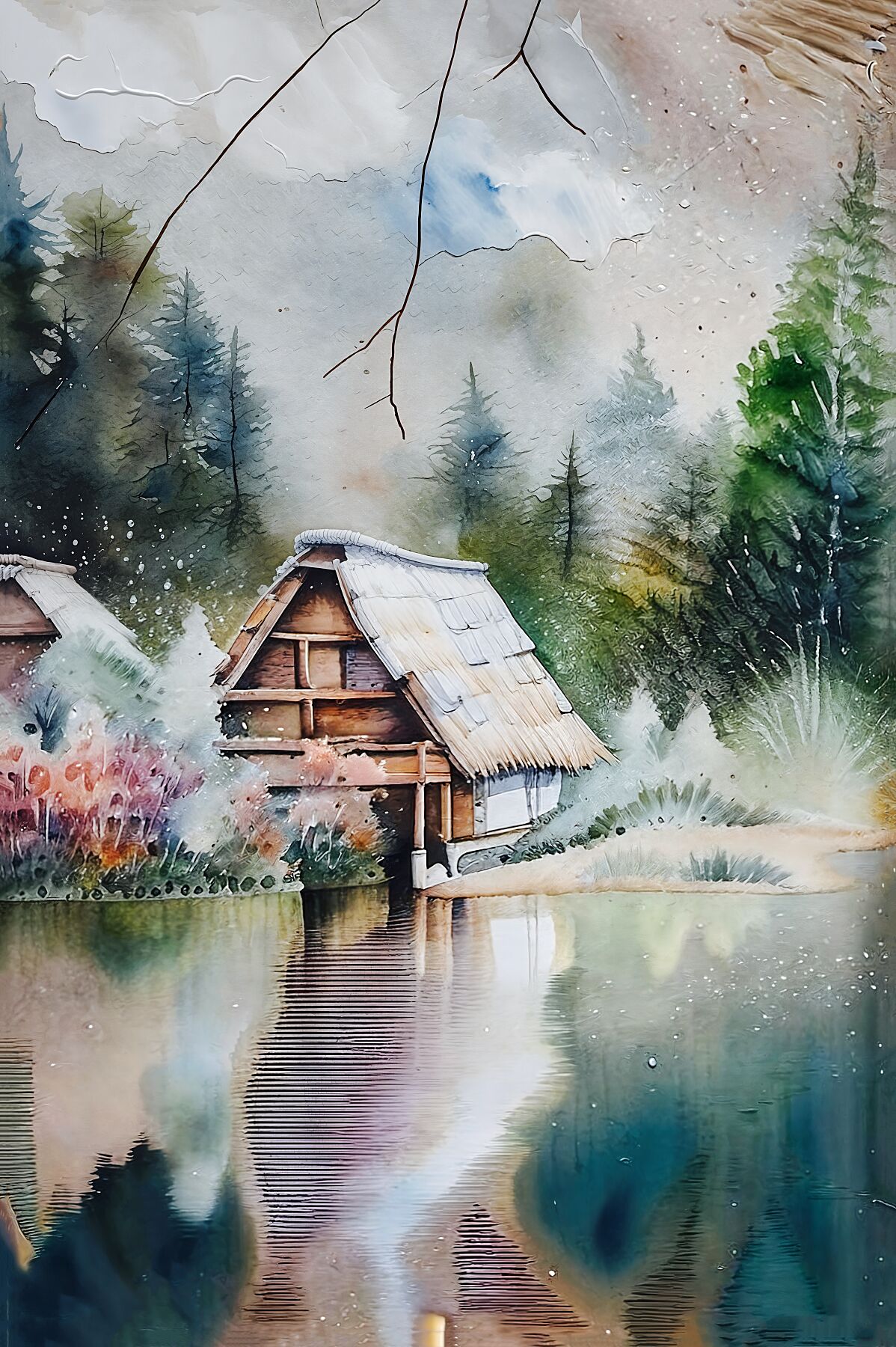 Rustic Landscape Canvas Art Print | Cozy Home Decor, Nature Wall Art, Cabin Decor, Gift for Nature Lovers, Tranquil Artwork