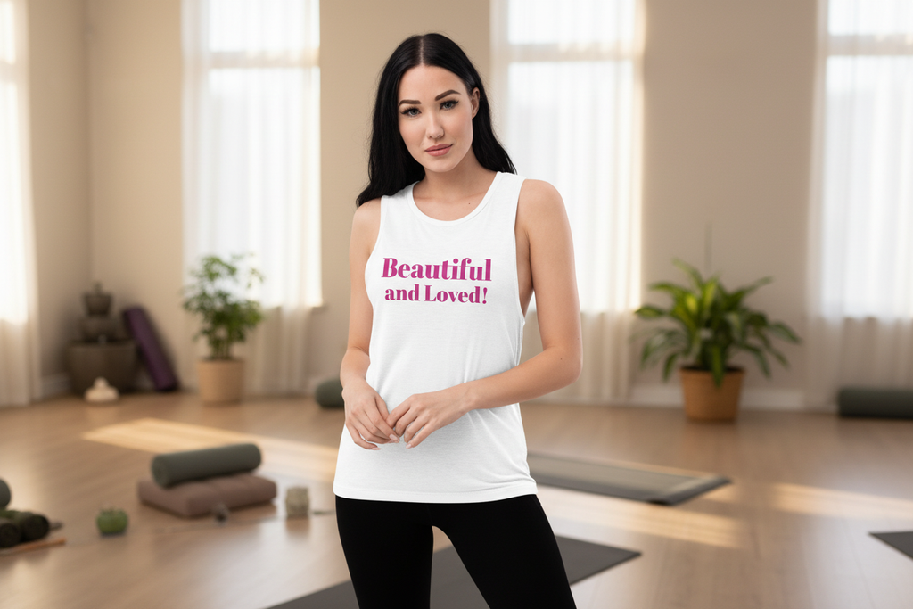 Women's Muscle Tank | You Are Loved & Beautiful Activewear | Faith-Inspired Fitness