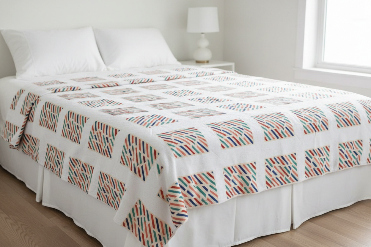 Colorful Striped Velveteen Blanket | Modern Geometric Home Decor