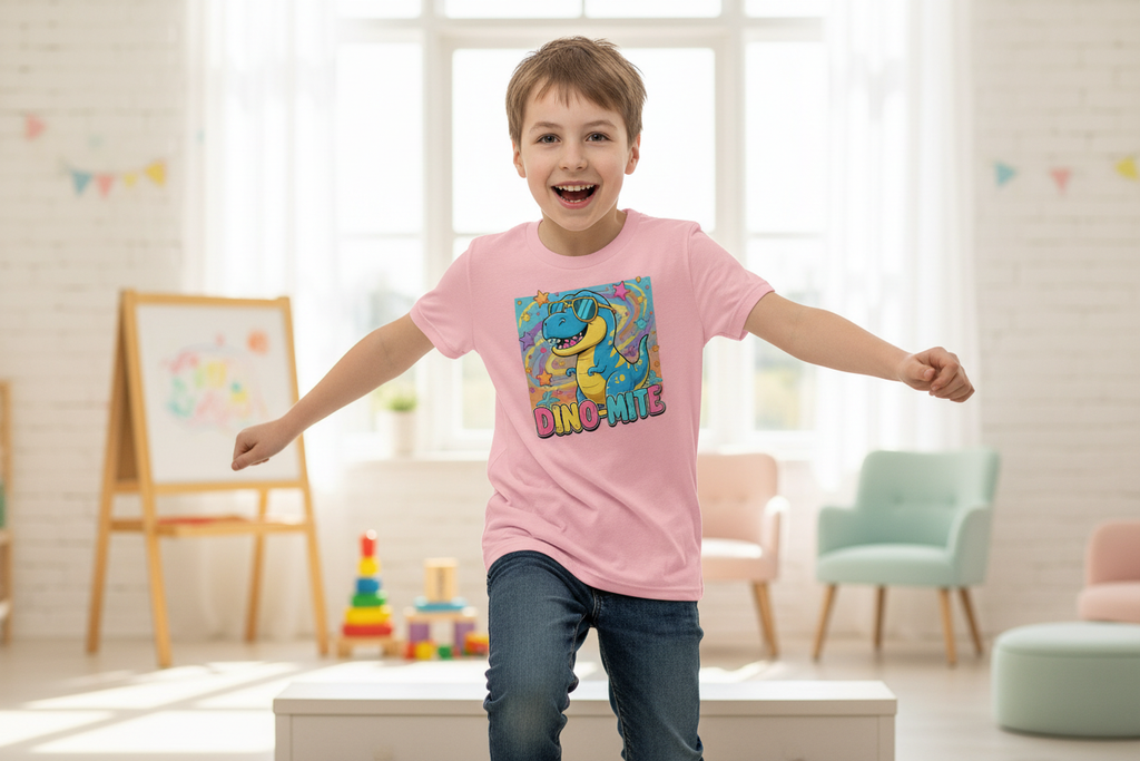 Dino-Mite Kids T-Shirt | Fun Dinosaur Youth Tee