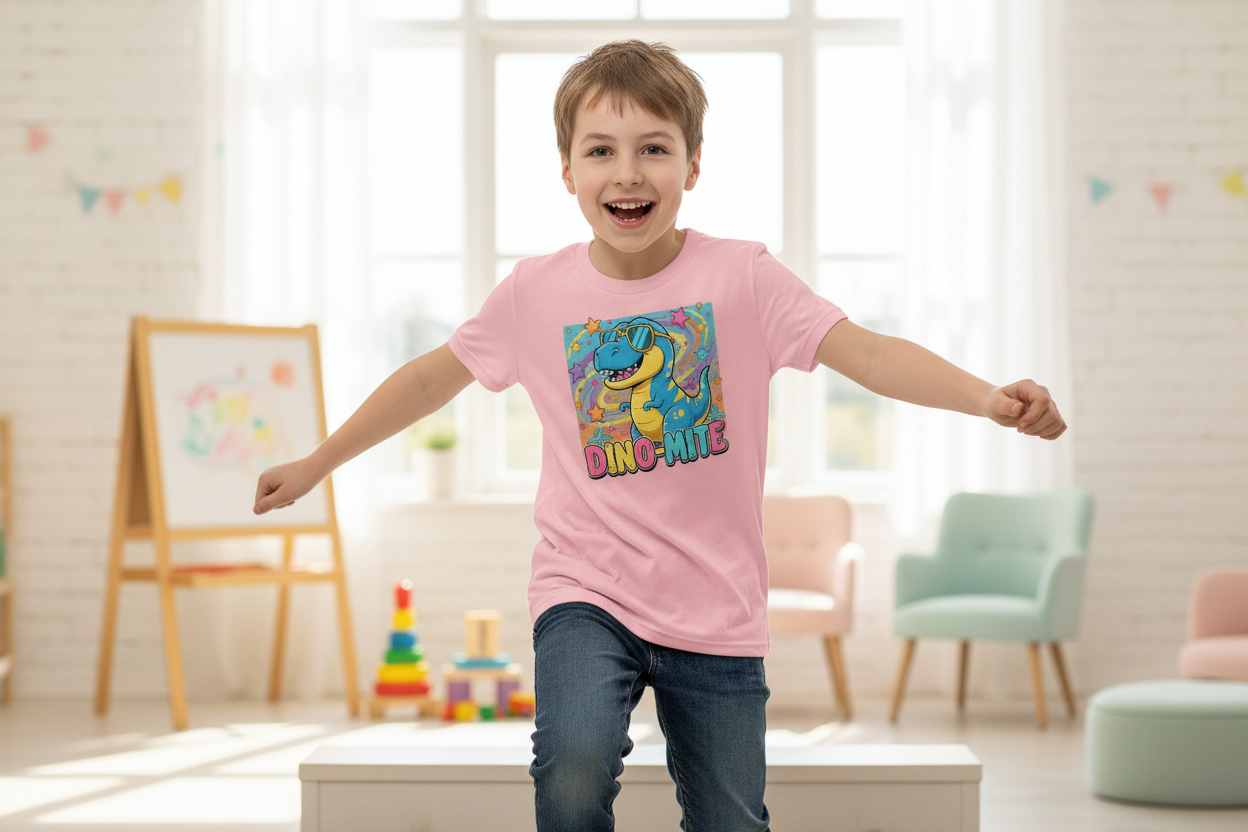 Dino-Mite Kids T-Shirt | Fun Dinosaur Youth Tee