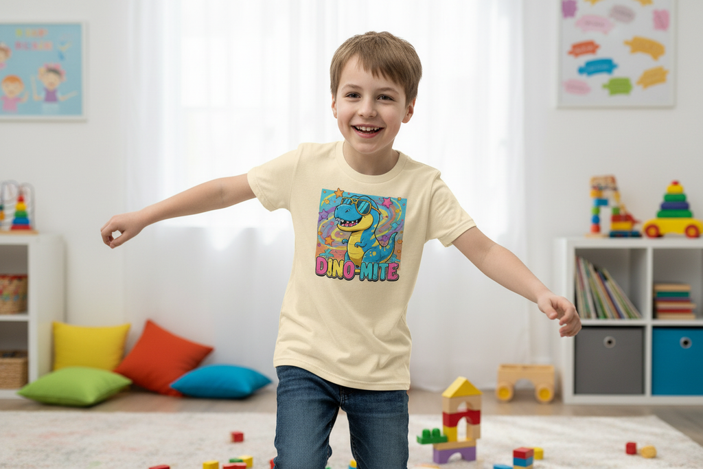 Dino-Mite Kids T-Shirt | Fun Dinosaur Youth Tee