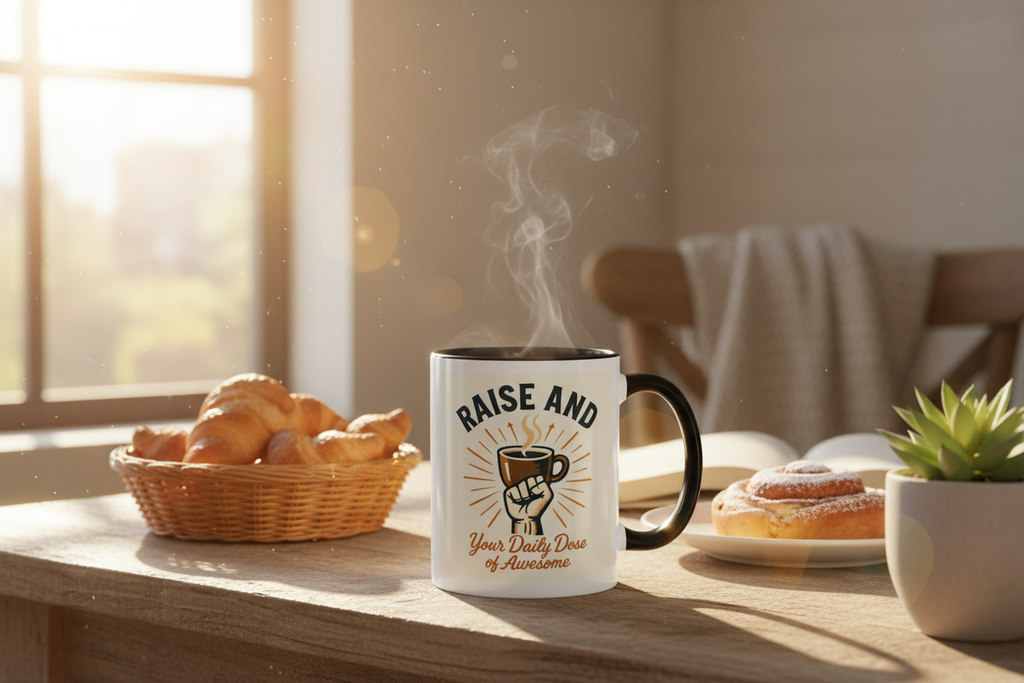 Sunshine Coffee Pour Mug - Retro Sunburst Accent Coffee Mug
