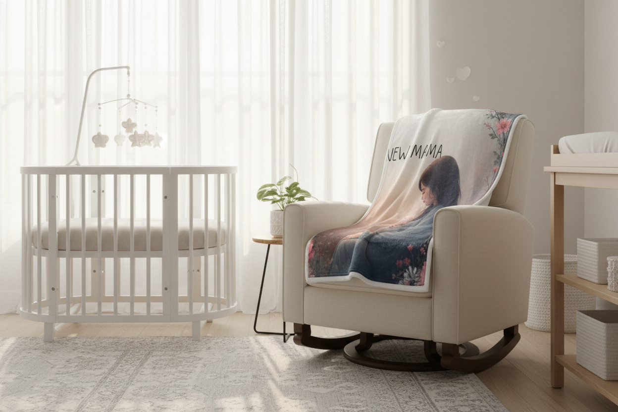 New Mama Throw Blanket - Floral Nursery Gift for New Mothers