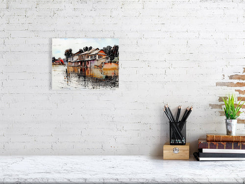 Artistic Fine Art Print Wall Decor, Vintage Landscape Art, Home Gallery Piece, Gift for Art Lovers, Watercolor House Print