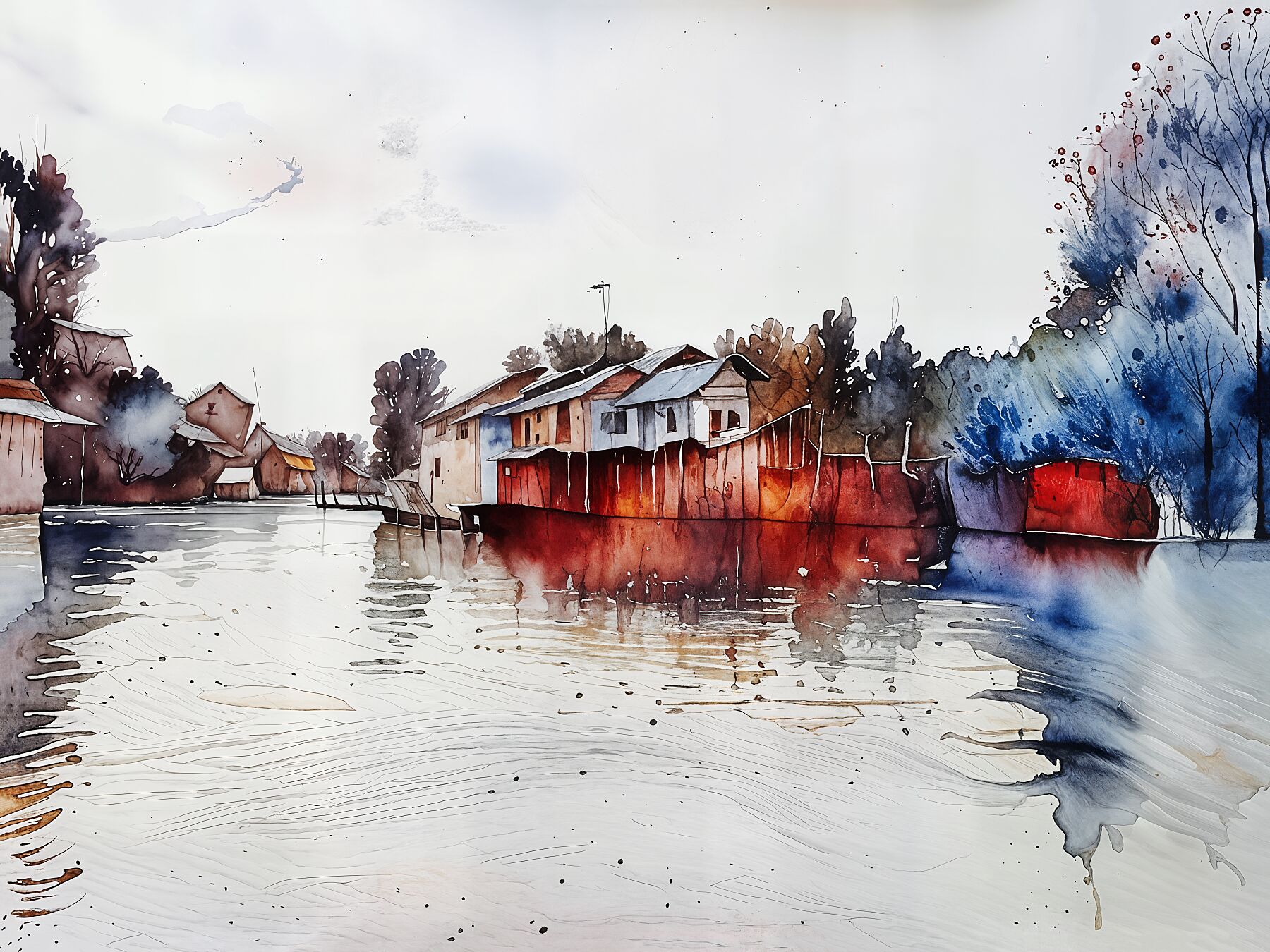Fine Art Print, Colorful River Scene Wall Decor, Home Office Art, Gift for Art Lovers, Unique Home Decor, Landscape Artwork