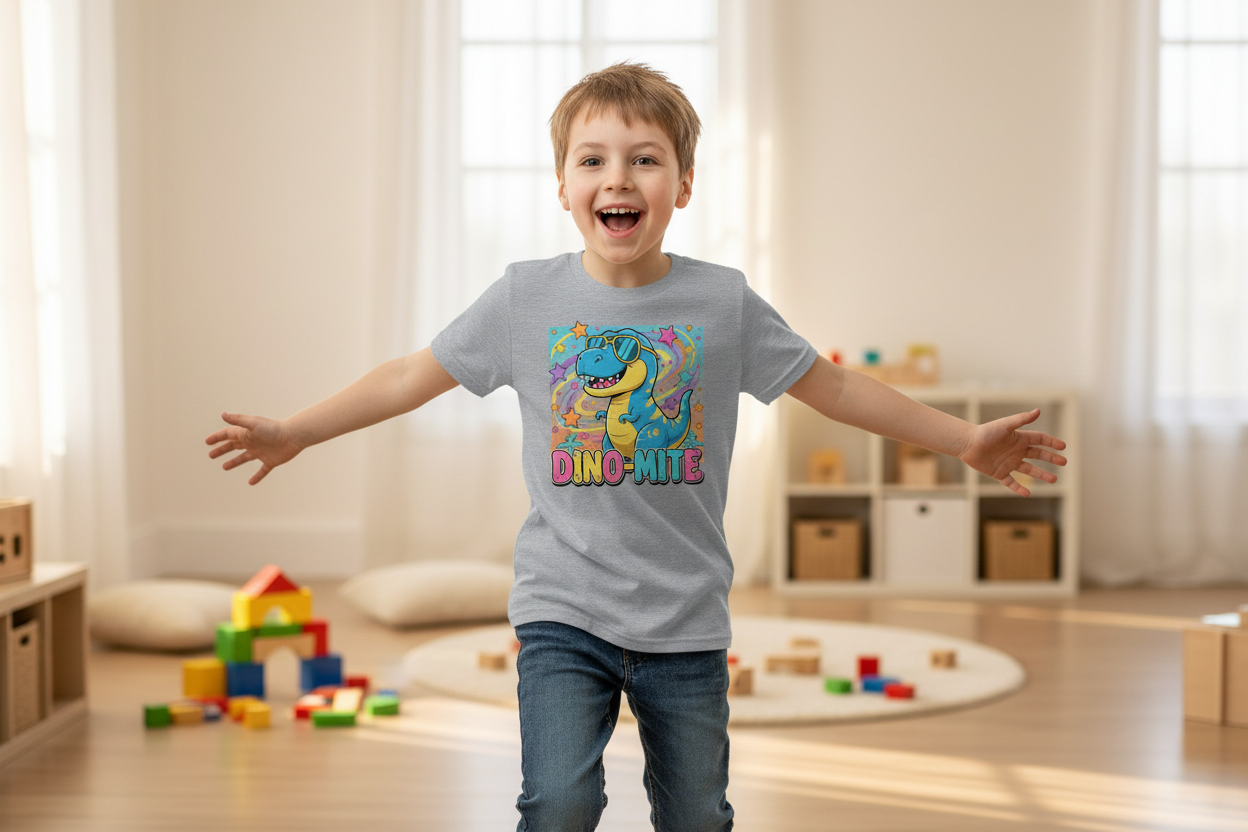 Dino-Mite Kids T-Shirt | Fun Dinosaur Youth Tee