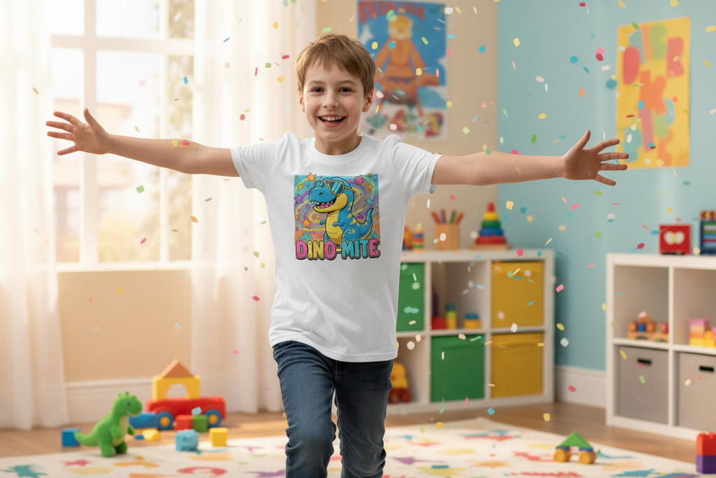 Dino-Mite Kids T-Shirt | Fun Dinosaur Youth Tee