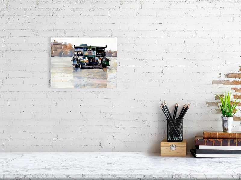 Watercolor Ferry Fine Art Print, Home Decor, Nautical Wall Art, Coastal Aesthetics, Boat Lover Gift, Interior Design