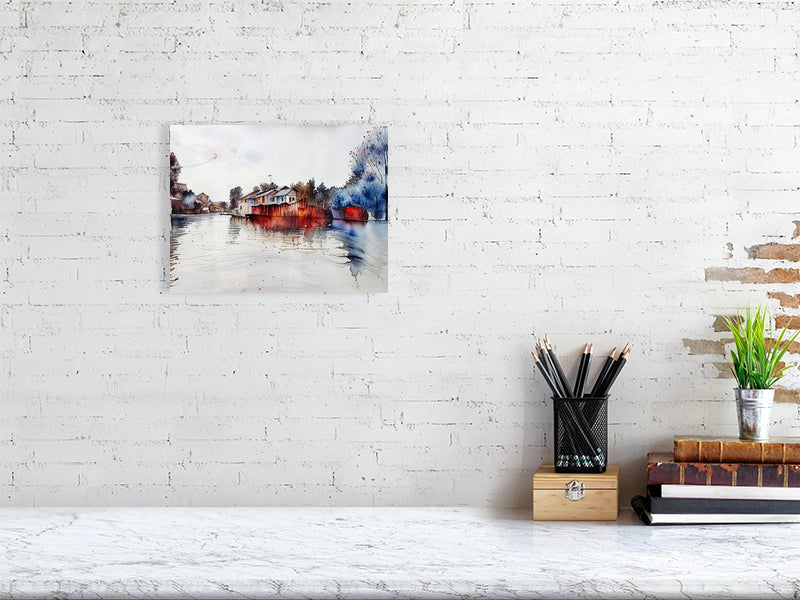 Fine Art Print, Colorful River Scene Wall Decor, Home Office Art, Gift for Art Lovers, Unique Home Decor, Landscape Artwork