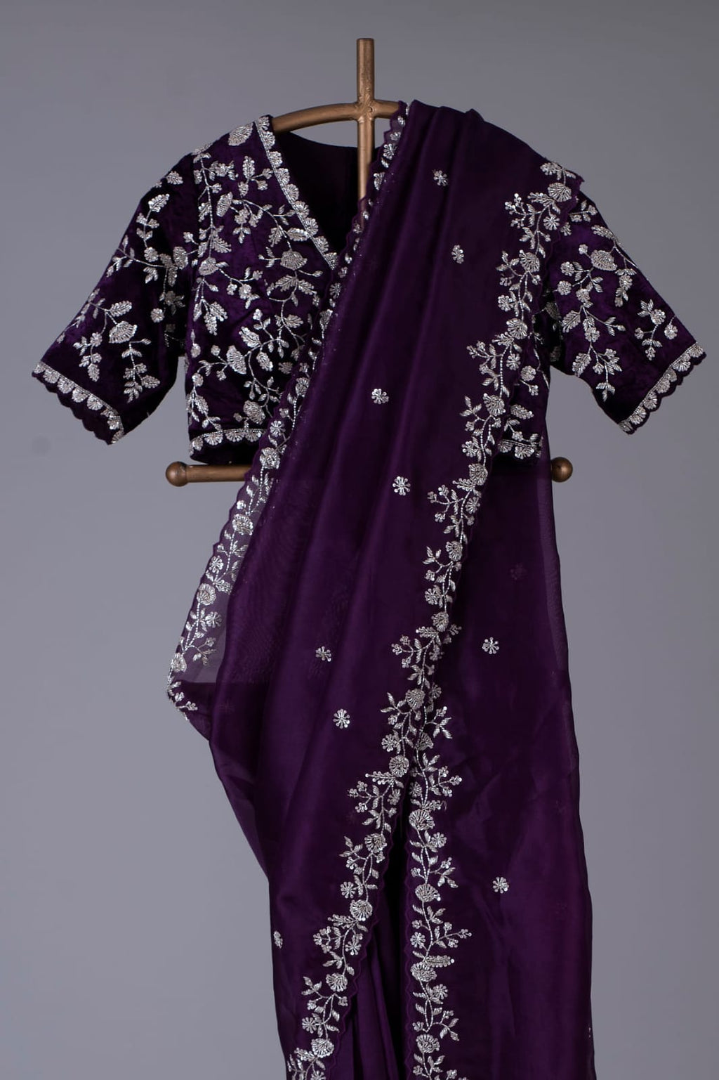 Designer Organza Silk Saree with Cutdana Handwork Border