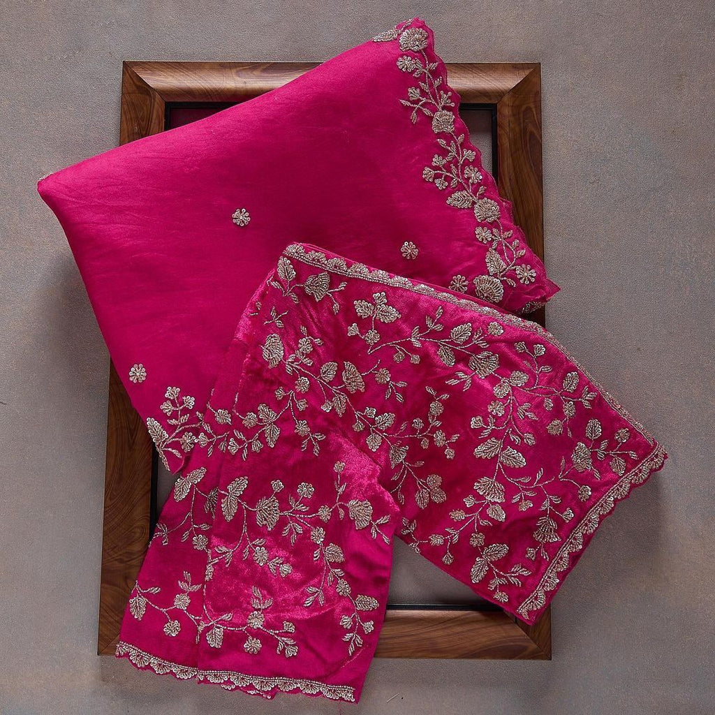 Designer Organza Silk Saree with Cutdana Handwork Border