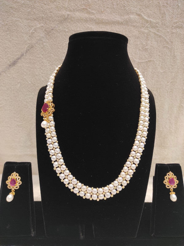 Designer Pearl Moti Mala Necklace Set for Women
