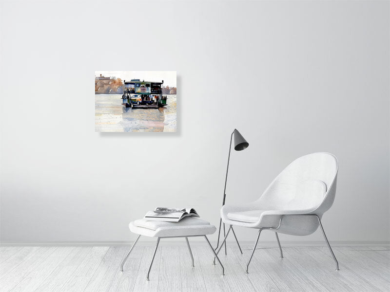 Watercolor Ferry Fine Art Print, Home Decor, Nautical Wall Art, Coastal Aesthetics, Boat Lover Gift, Interior Design