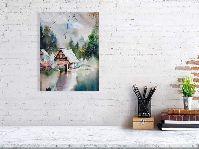 Rustic Landscape Canvas Art Print | Cozy Home Decor, Nature Wall Art, Cabin Decor, Gift for Nature Lovers, Tranquil Artwork