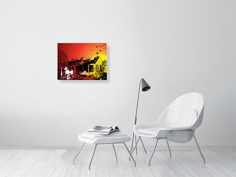 Sunset Tribal Farmhouse Fine Art Print, Rustic Home Decor, Farmhouse Wall Art, Unique Gift, Country Vibes, Kitchen Wall Decor