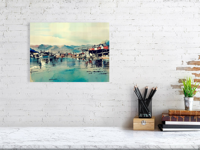 Artistic Fine Art Print - Tranquil Harbor Scene, Wall Decor, Home Decor, Gift for Art Lovers, Coastal Vibe