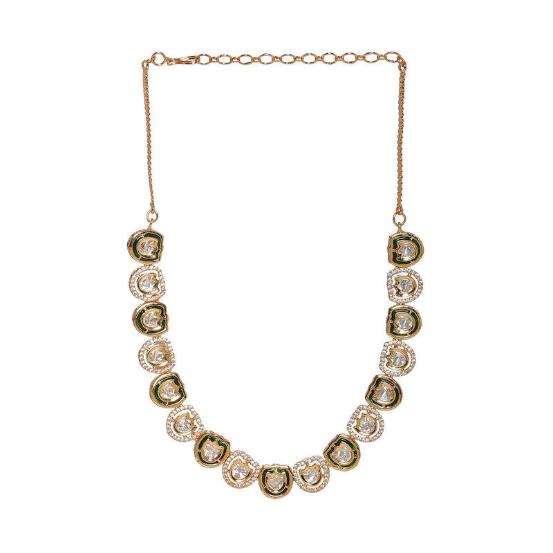 Exclusive Green and Golden Kundan And Diamond Neckpiece