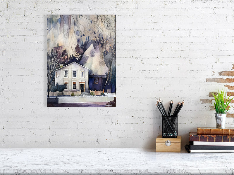 Watercolor Home Canvas Art Print, Modern Wall Decor, Housewarming Gift, Cozy Living Room Decor, Unique Gift for Homeowners