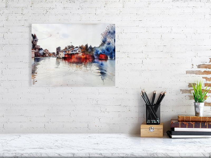 Fine Art Print, Colorful River Scene Wall Decor, Home Office Art, Gift for Art Lovers, Unique Home Decor, Landscape Artwork