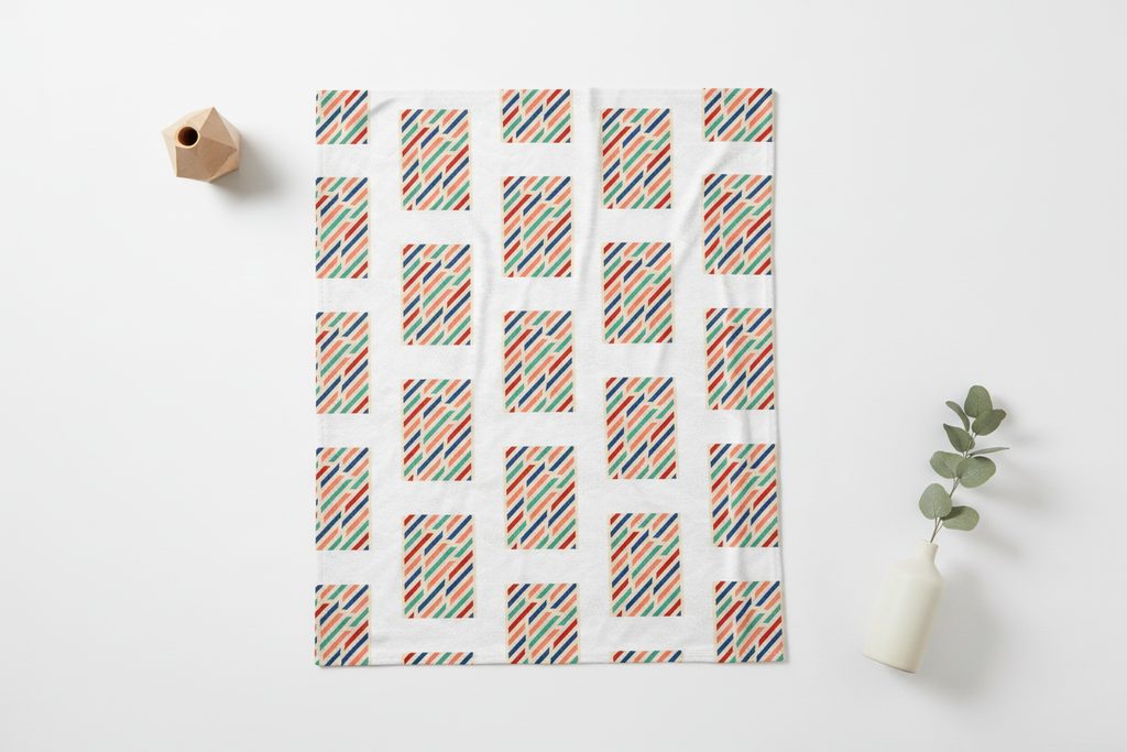 Colorful Striped Velveteen Blanket | Modern Geometric Home Decor