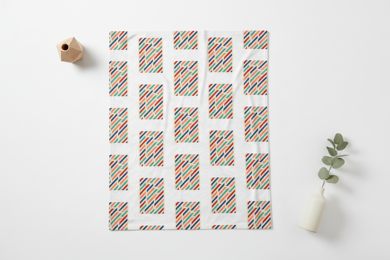 Colorful Striped Velveteen Blanket | Modern Geometric Home Decor