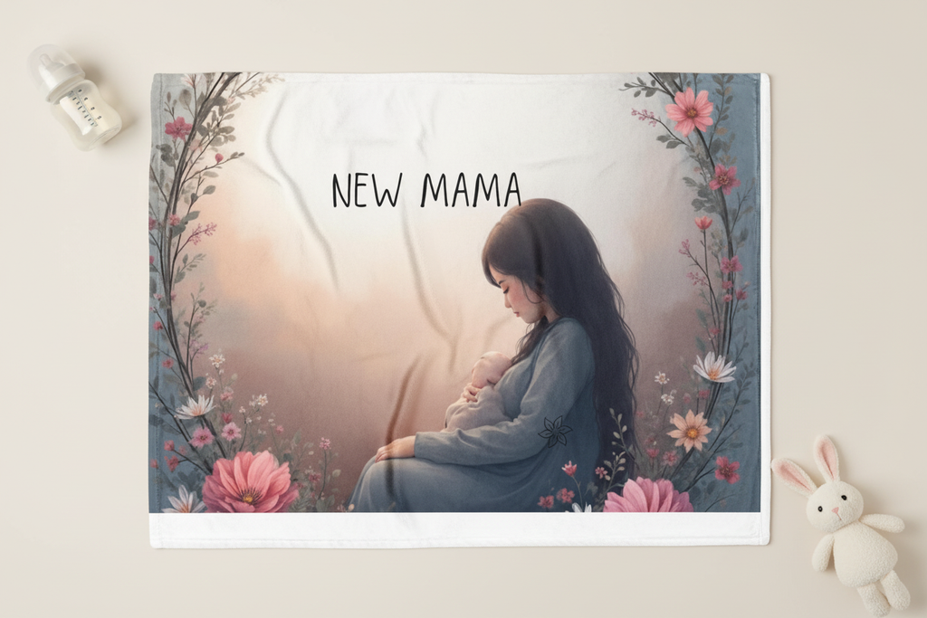 New Mama Throw Blanket - Floral Nursery Gift for New Mothers