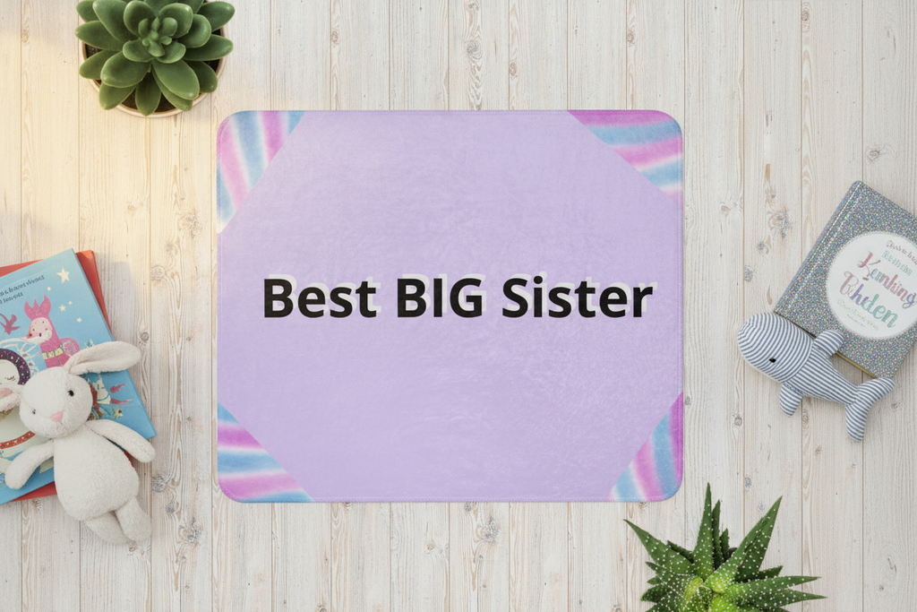 Best Big Sister Sherpa Blanket - Soft Gift for New Baby Sibling