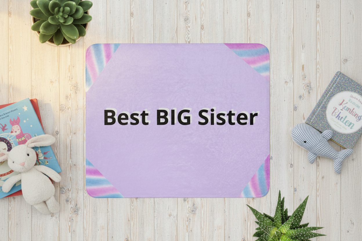 Best Big Sister Sherpa Blanket - Soft Gift for New Baby Sibling