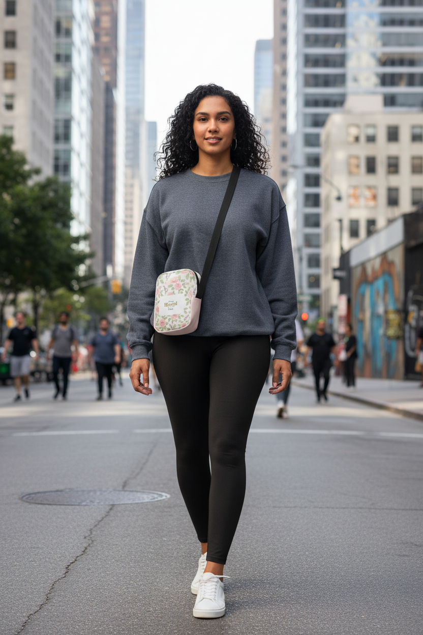 Floral & Faith Inspired Utility Crossbody Bag | Water-Resistant | Adjustable Strap & Pockets