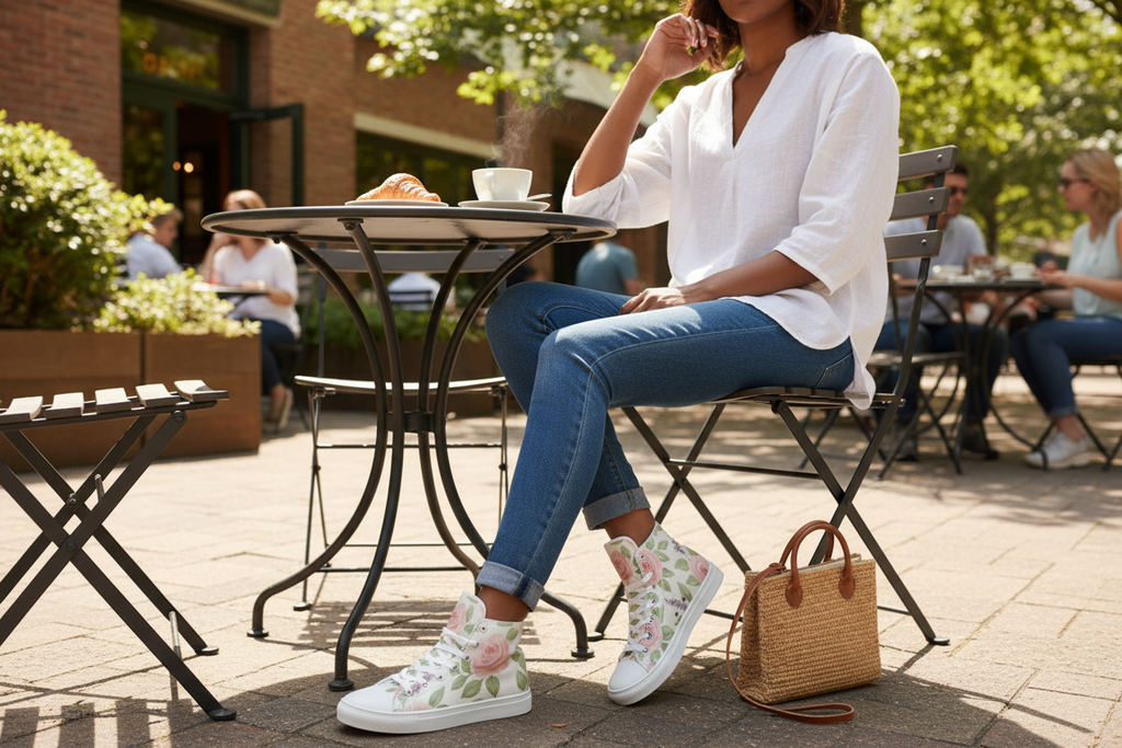 Floral High Top Sneakers for Women | Bloom Where You're Planted Canvas Shoes