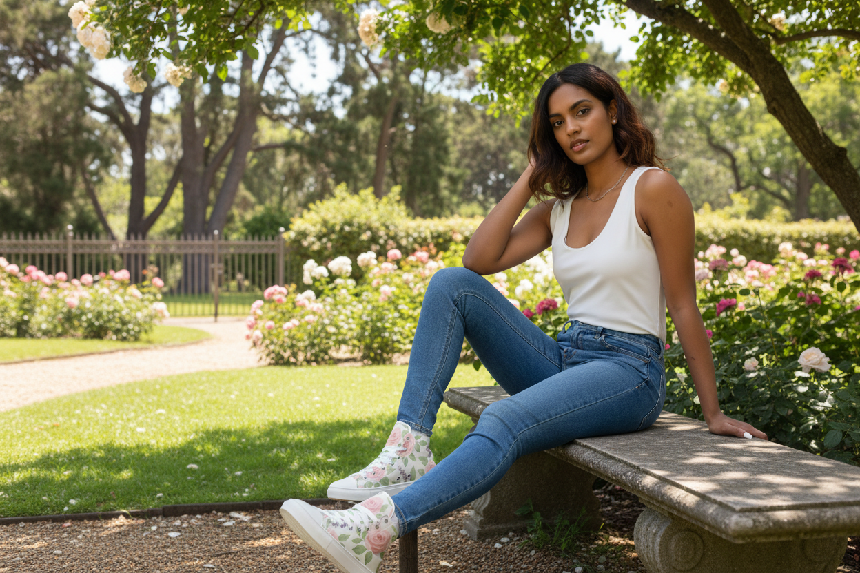 Floral High Top Sneakers for Women | Bloom Where You're Planted Canvas Shoes