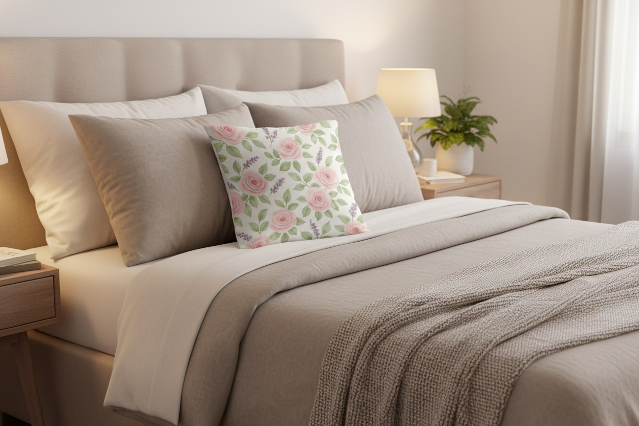 Floral Decorative Throw Pillow | Machine Washable | Soft Polyester with Insert