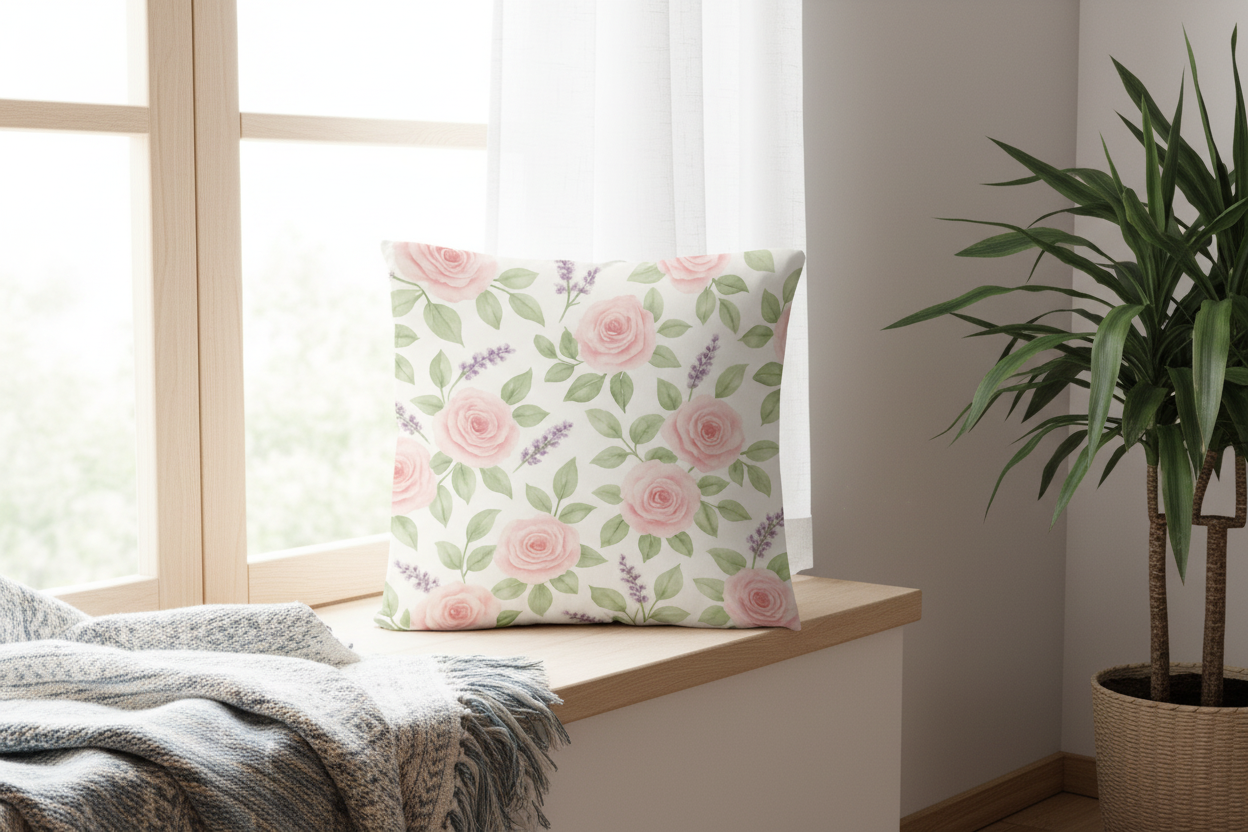 Floral Decorative Throw Pillow | Machine Washable | Soft Polyester with Insert