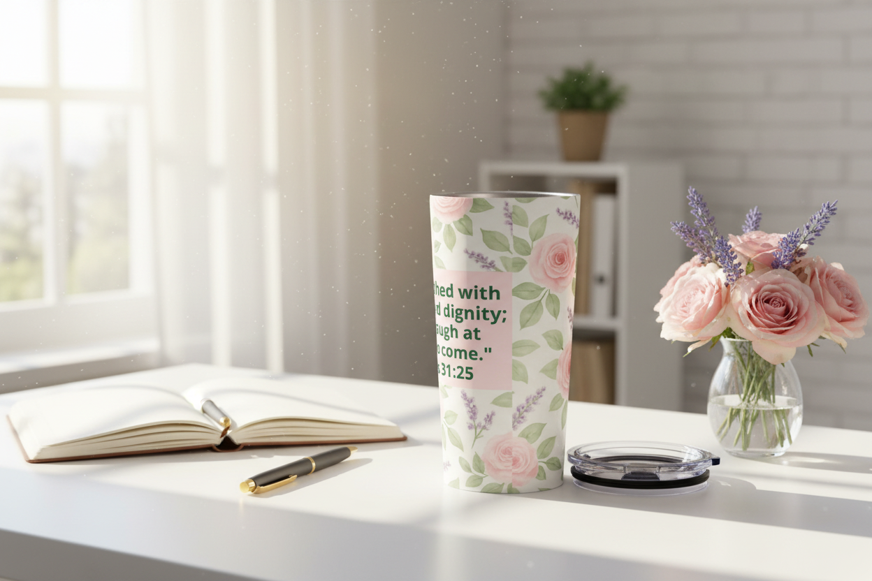 Inspirational Floral Tumbler | 20oz Stainless Steel | Double-Wall Insulated