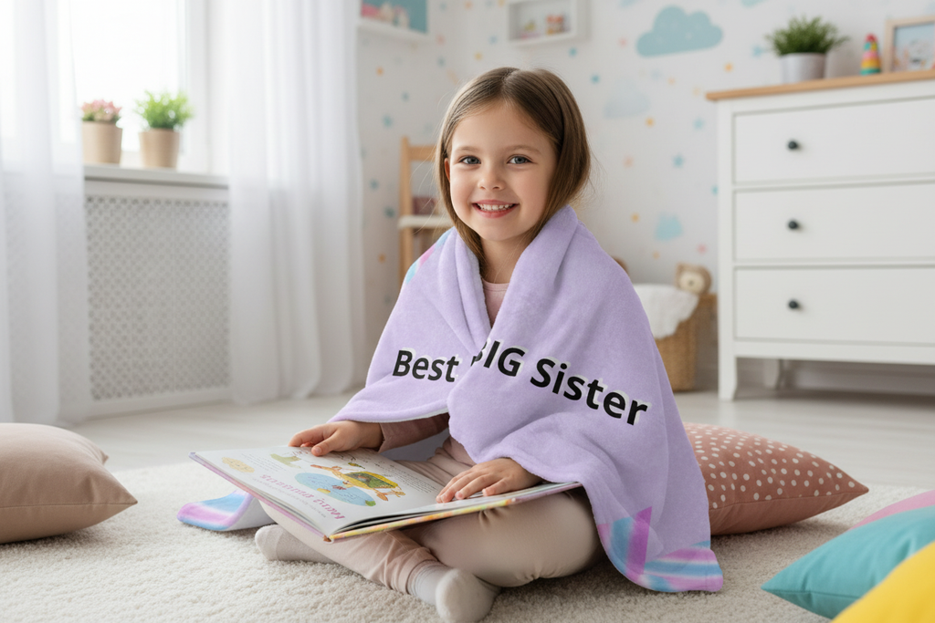 Best Big Sister Sherpa Blanket - Soft Gift for New Baby Sibling