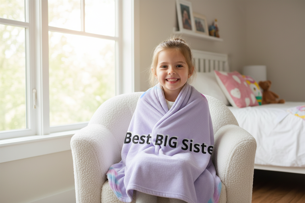 Best Big Sister Sherpa Blanket - Soft Gift for New Baby Sibling