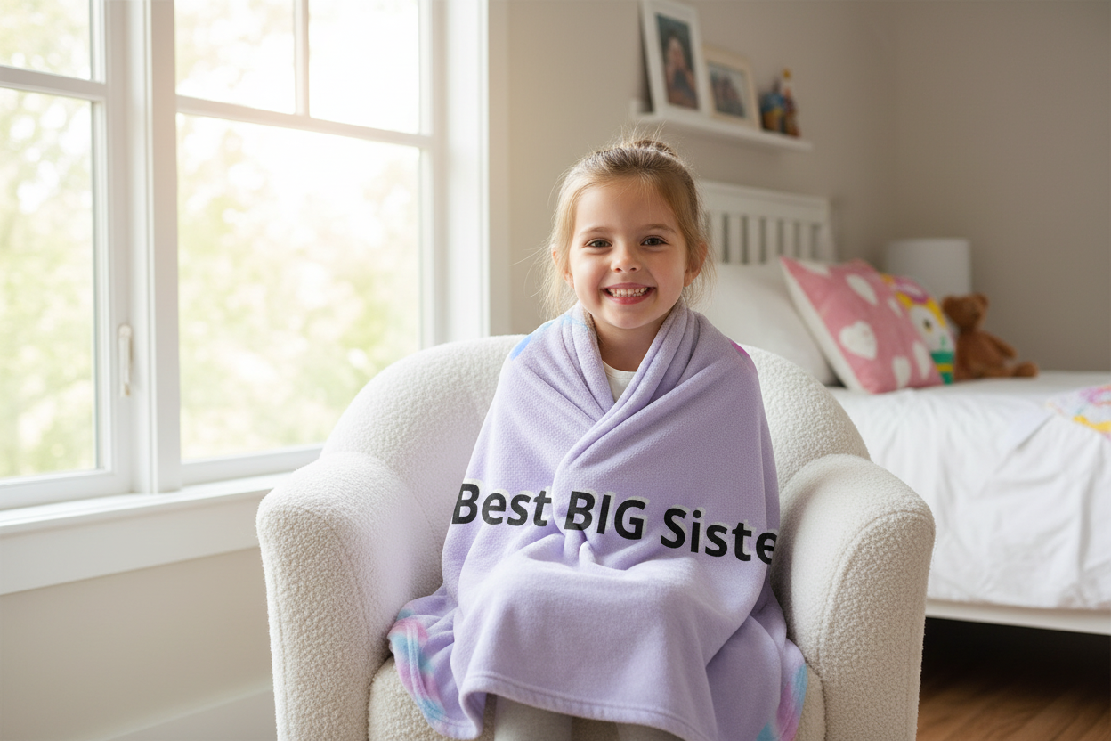 Best Big Sister Sherpa Blanket - Soft Gift for New Baby Sibling